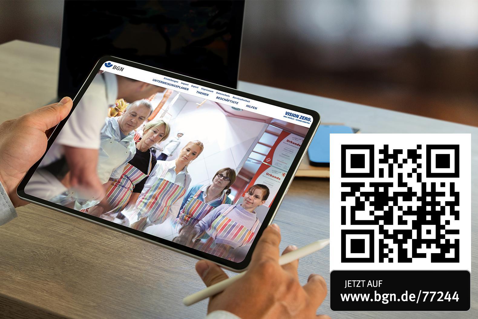Startseite des BGN Unterweisungsplaners auf einem Tablet-Bildschirm