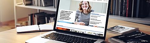Startseite des BGN-Webmagazins im Juli 2024 auf einem Laptop-Bildschirm